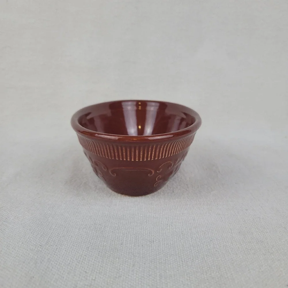 Vintage TST Taylor Smith Taylor Brown Oven Serve Ware Oval Bowl Floral Embossed